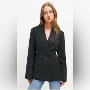 Reformation Martin Blazer Black Double Breasted Beauty!